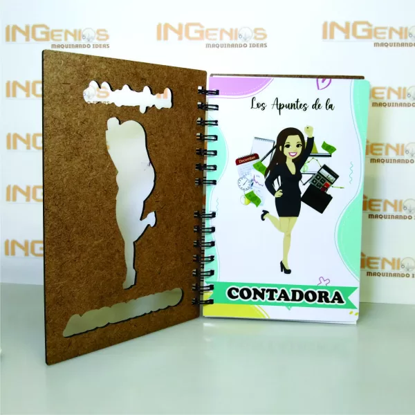 AGENDA 1/2 CARTA EN MDF GRABADO - Imagen 2