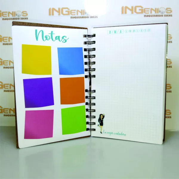 AGENDA 1/2 CARTA EN MDF GRABADO - Imagen 3