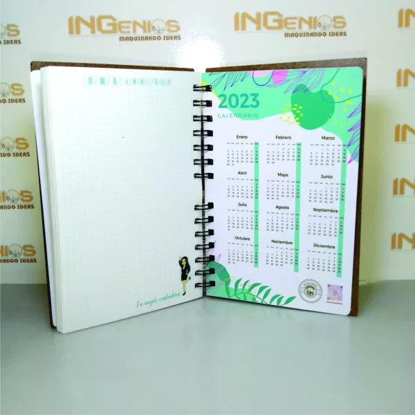 AGENDA 1/2 CARTA EN MDF GRABADO - Imagen 4