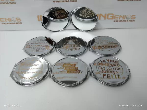 ESPEJO DOBLE EN ACERO PERSONALIZABLE