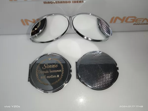 ESPEJO DOBLE EN ACERO PERSONALIZABLE - Imagen 2